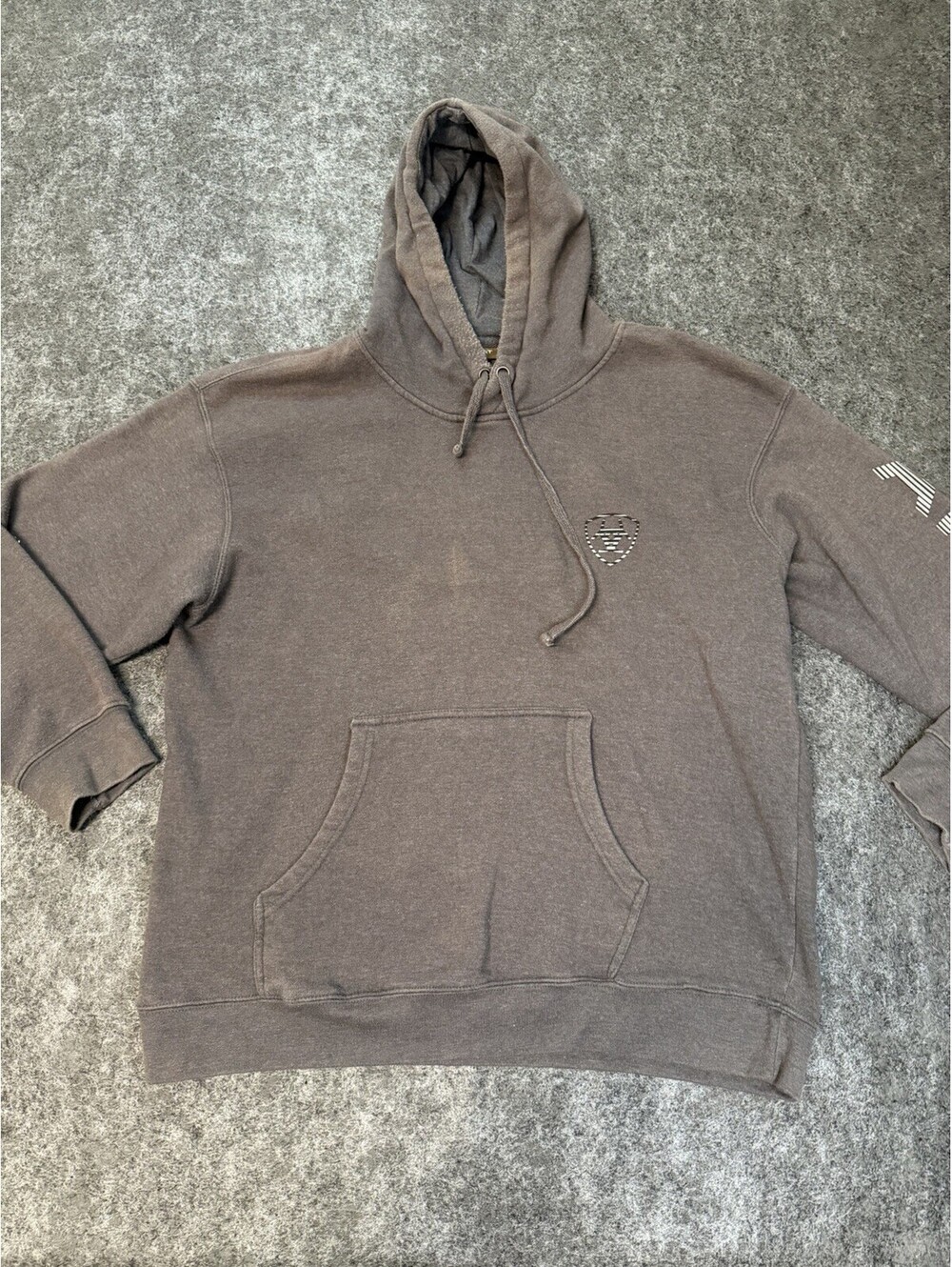 Ariat Logo Pullover Hoodie Men’s XL Brown Fleece Sweatshirt Western Ranch